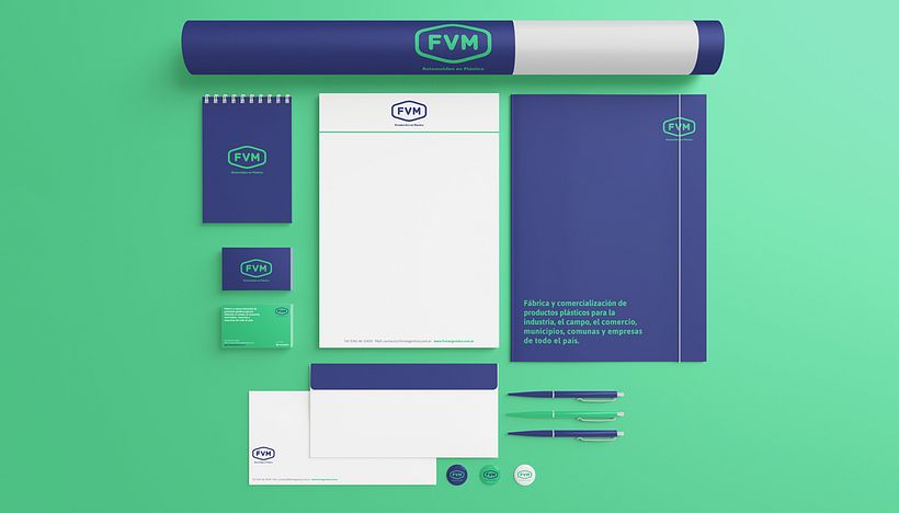 Rediseño de imagen para FVM una empresa dedicada a la fabricación y comercialización de productos plásticos para la industria, el campo, el comercio, municipios, comunas y empresas. 2