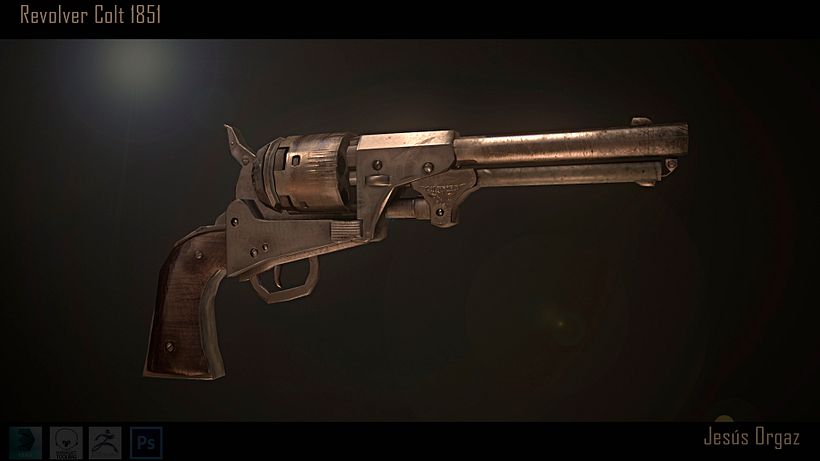 Revolver Colt 1851 Low poly 0