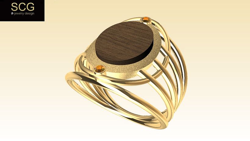 Ring with turquoise, wood and other... 1