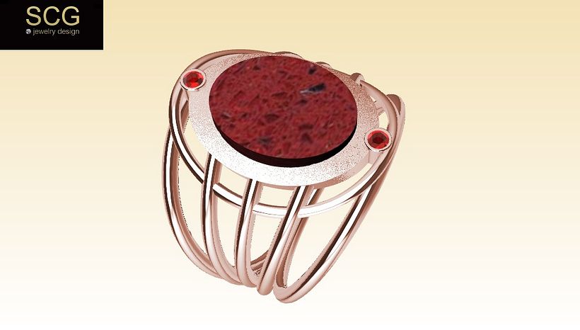 Ring with turquoise, wood and other... 3