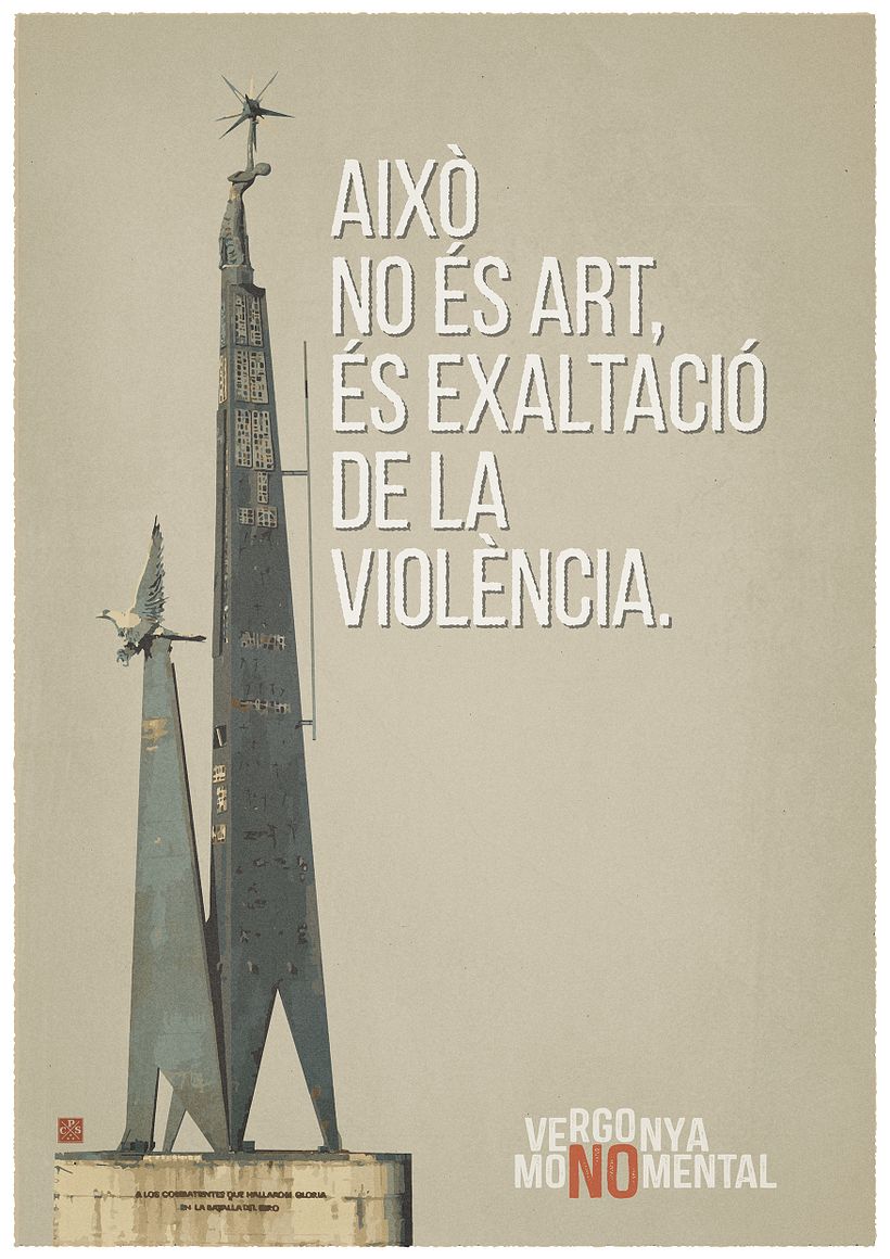 Serie de tres carteles contra el monumento franquista de Tortosa 1