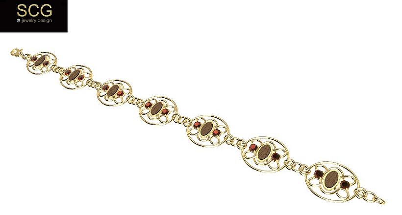 Special bracelet with wood and gems -1