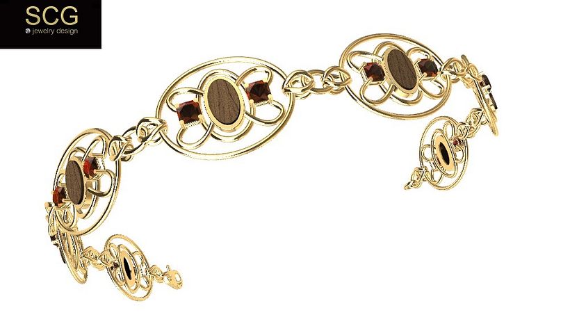 Special bracelet with wood and gems 0