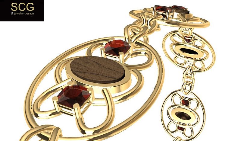 Special bracelet with wood and gems 1