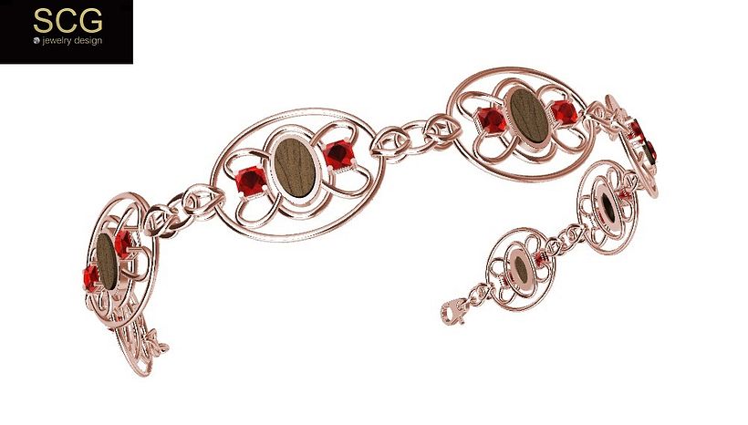 Special bracelet with wood and gems 2
