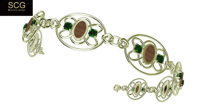 Special bracelet with wood and gems 3