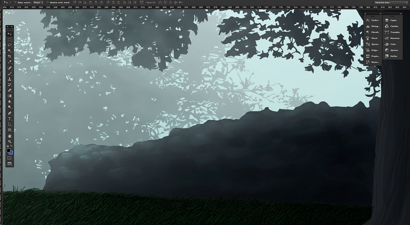 Ilustración, paisaje y un ciervo 4