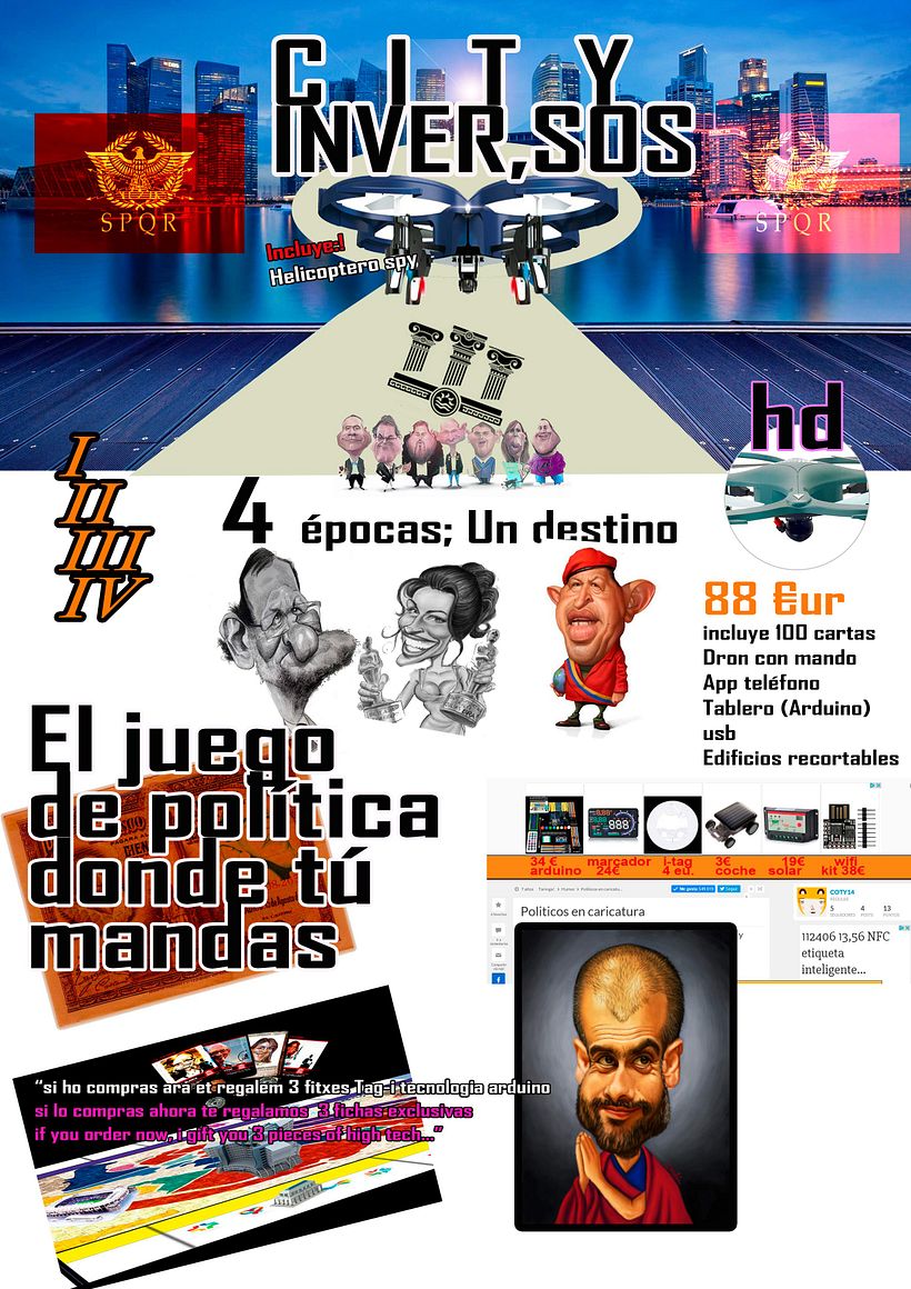 Juego de Mesa, programación con Arduino, 100 cartas con caricaturas, dron, patrociname 1
