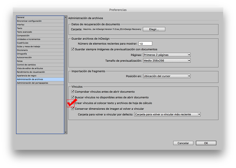 Tablas excel en Indesign 1