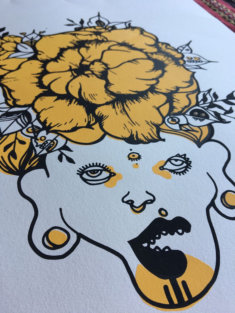 Serigrafía en papel de una de mis txamanas - Illustration traditionnelle
