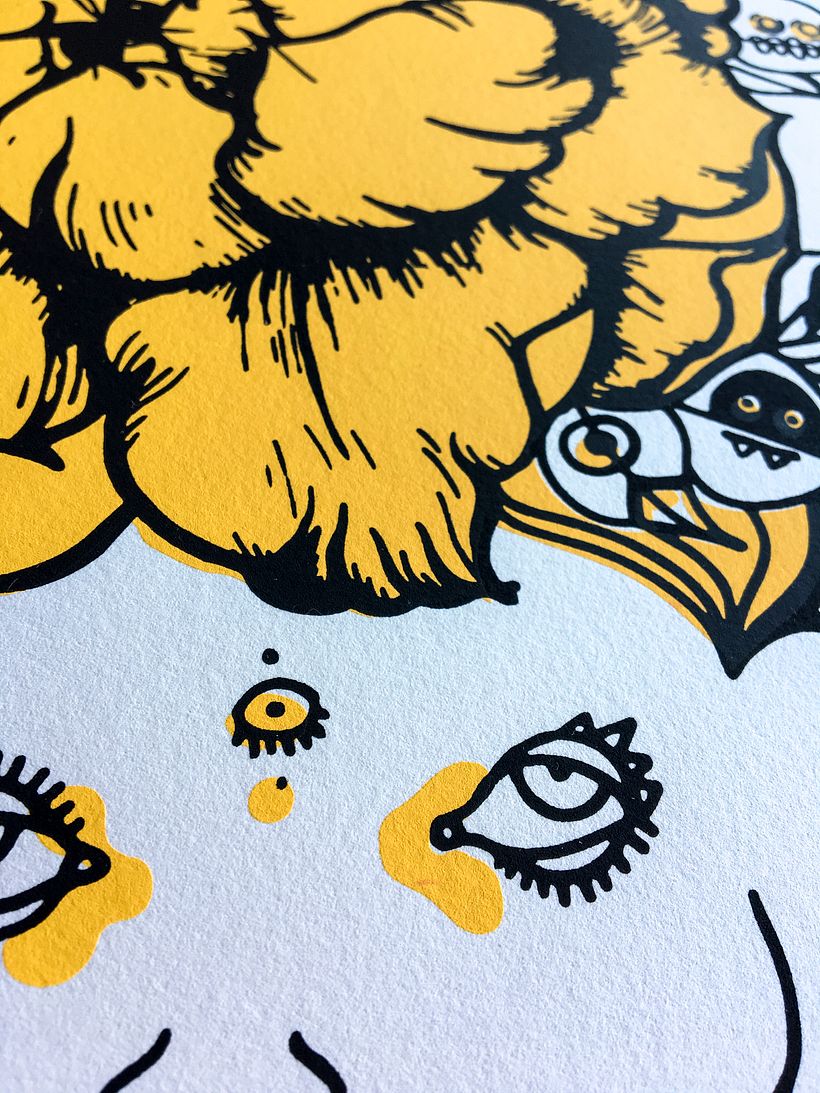 Serigrafía en papel de una de mis txamanas - Illustration traditionnelle