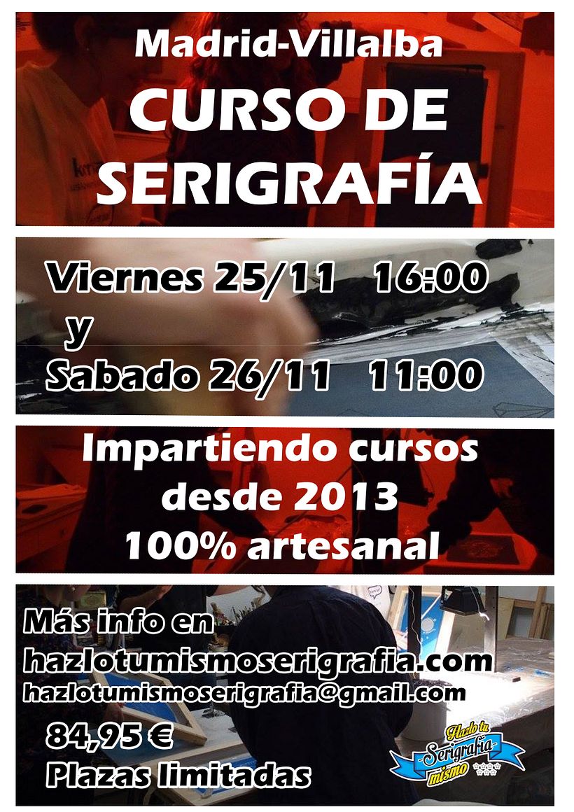 Curso de Serigrafía en Madrid. 25 y/o 26 de noviemrbe de 2016  1