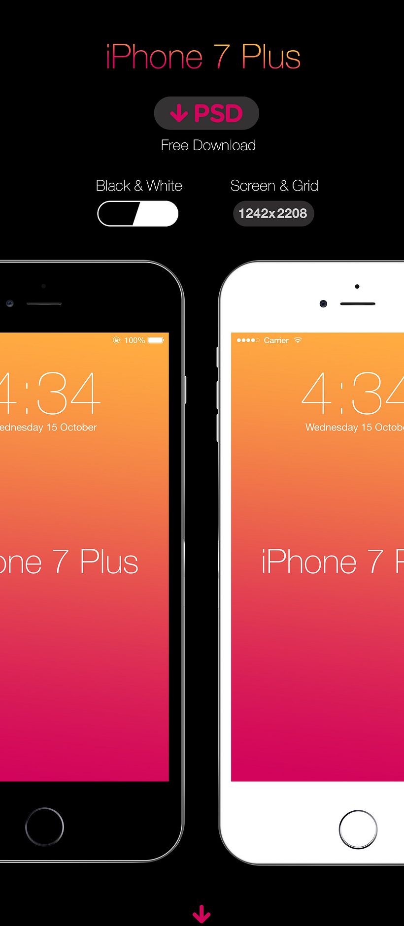 FREE iPhone 7 Plus PSD | Template #freebie #grid #black 0