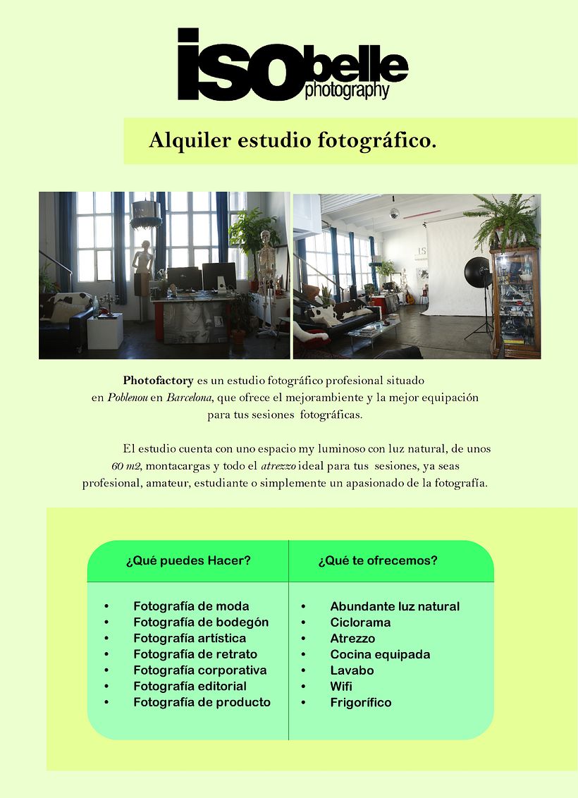 Alquiler estudio fotográfico en Barcelona(25 €) 2