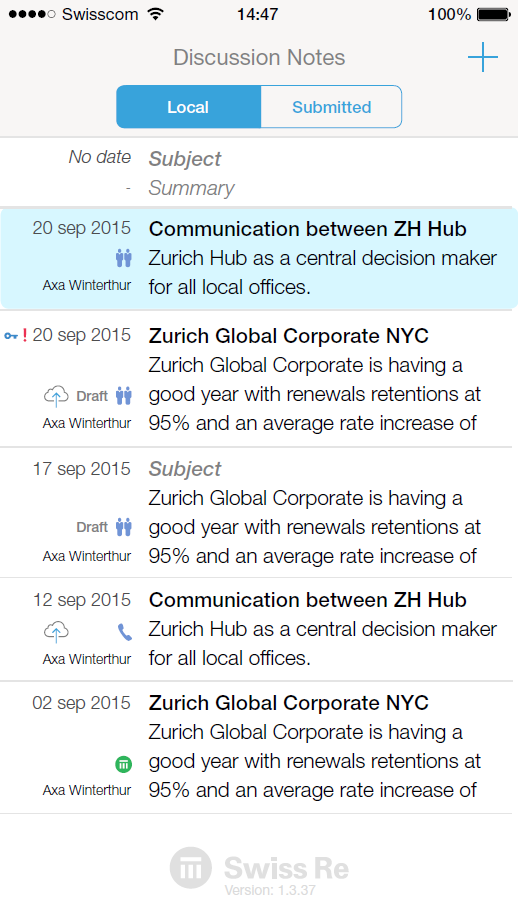 iClient & iDN (SwissRe apps) - UX / UI