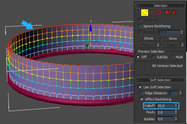 Selección gradual (Soft Selection) en C4D 1