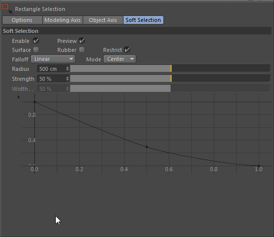 Selección gradual (Soft Selection) en C4D 1