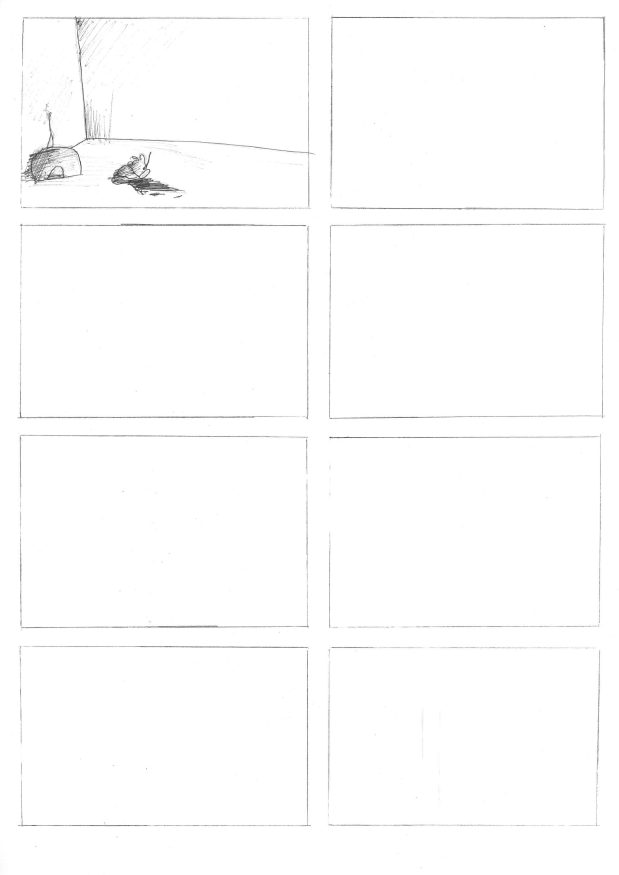 Storyboard. "Monstruo", escena para stop motion. Tinta.  2