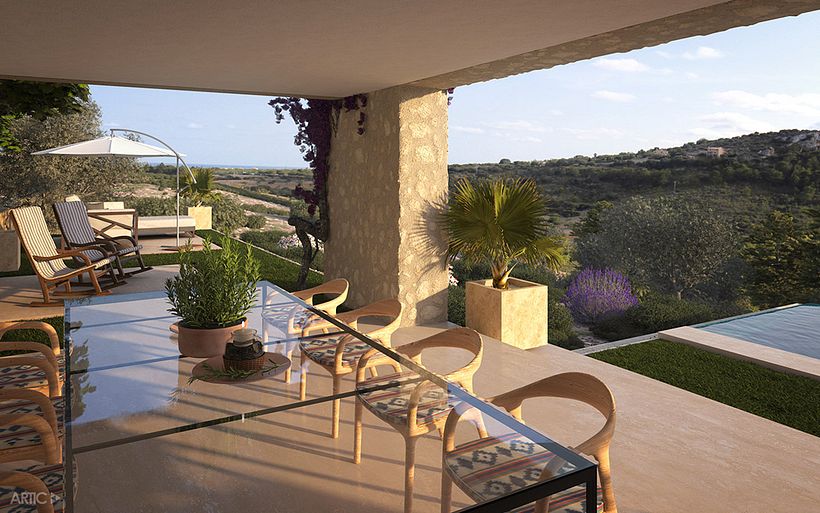 Interiorismo y visualización 3D de una vivienda rústica 2