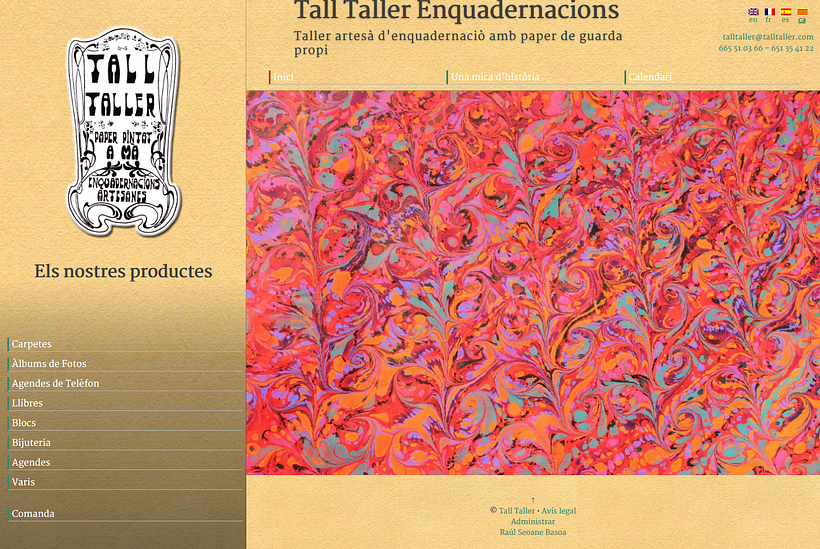 Web con catálogo de productos para Tall Taller 0