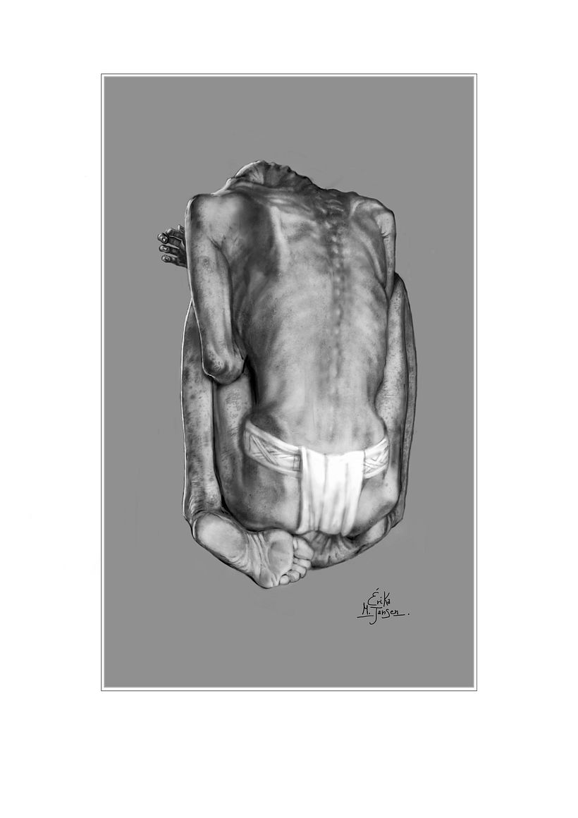 Reconstrucción artística forense del rostro de una adolescente maya sacrificada y un joven de cuerpo entero 0