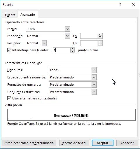 Problema con el Kerning en OpenType 1