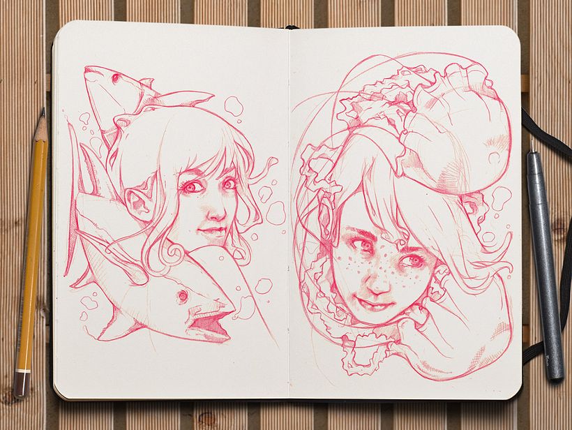 Girls With Fishes - Ilustración 0