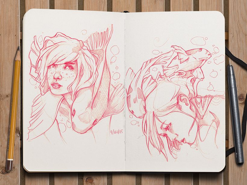 Girls With Fishes - Ilustración 1