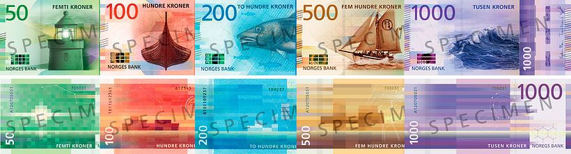 Noruega estrena nuevos billetes con diseño "pixelado" 3