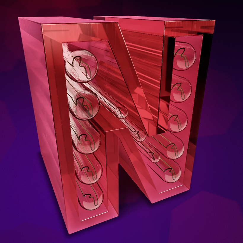 Letra N en 3d. Lettering 3d 3