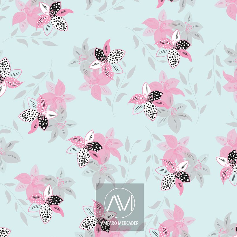 Estampado "Flores y topos" 0