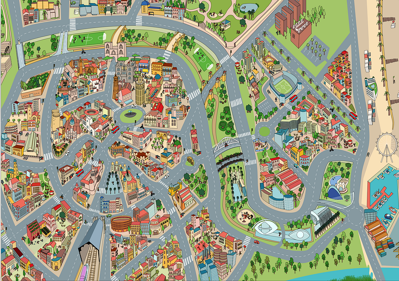 Mapa de Valencia ilustrado para EMT - Illustration traditionnelle