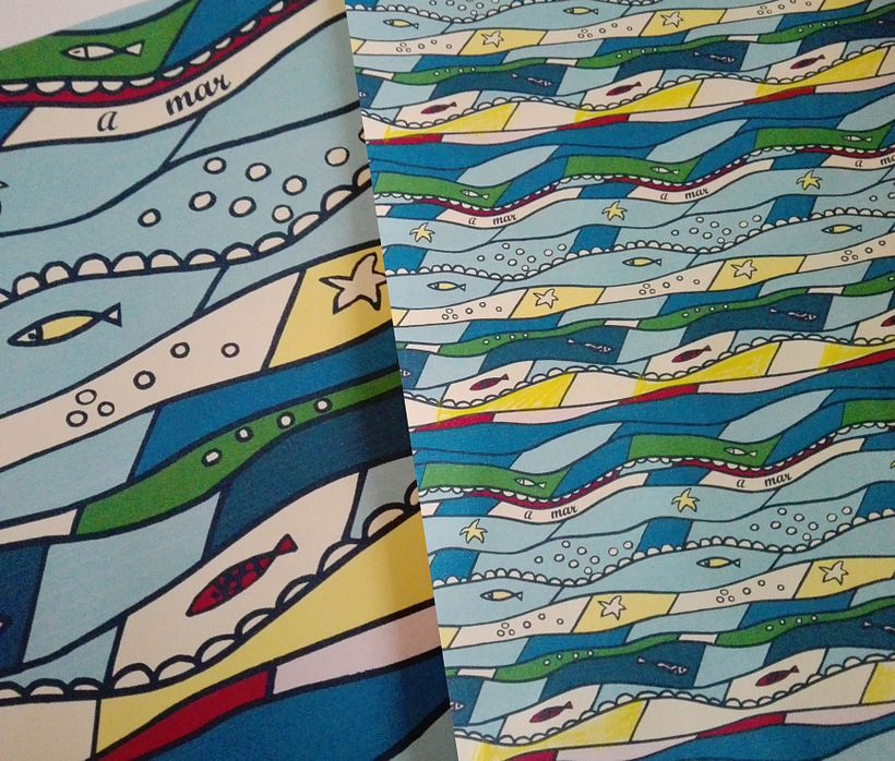 Diseño de estampado, patronaje y confección del vestido "AMAR" - Ilustración tradicional