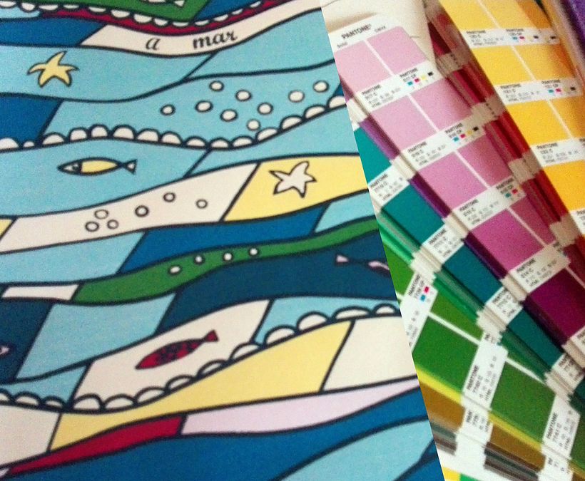 Diseño de estampado, patronaje y confección del vestido "AMAR" - Ilustración tradicional