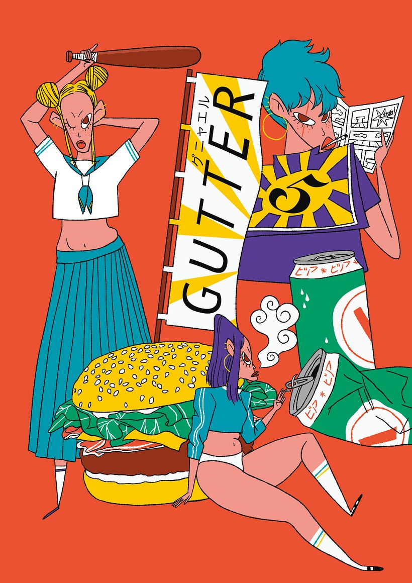 Cartel expo GUTTER Fest. - Traditionelle Illustration