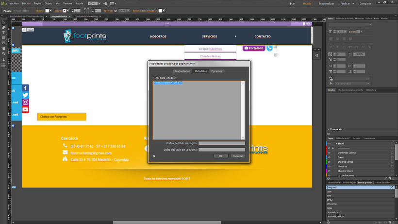 Adobe Muse y los caracteres especiales. 1