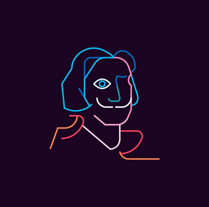 Los retratos del arte a base de línea y color 3