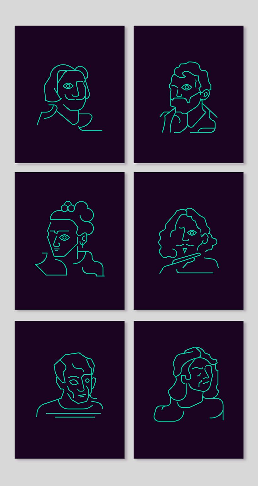 Los retratos del arte a base de línea y color 9