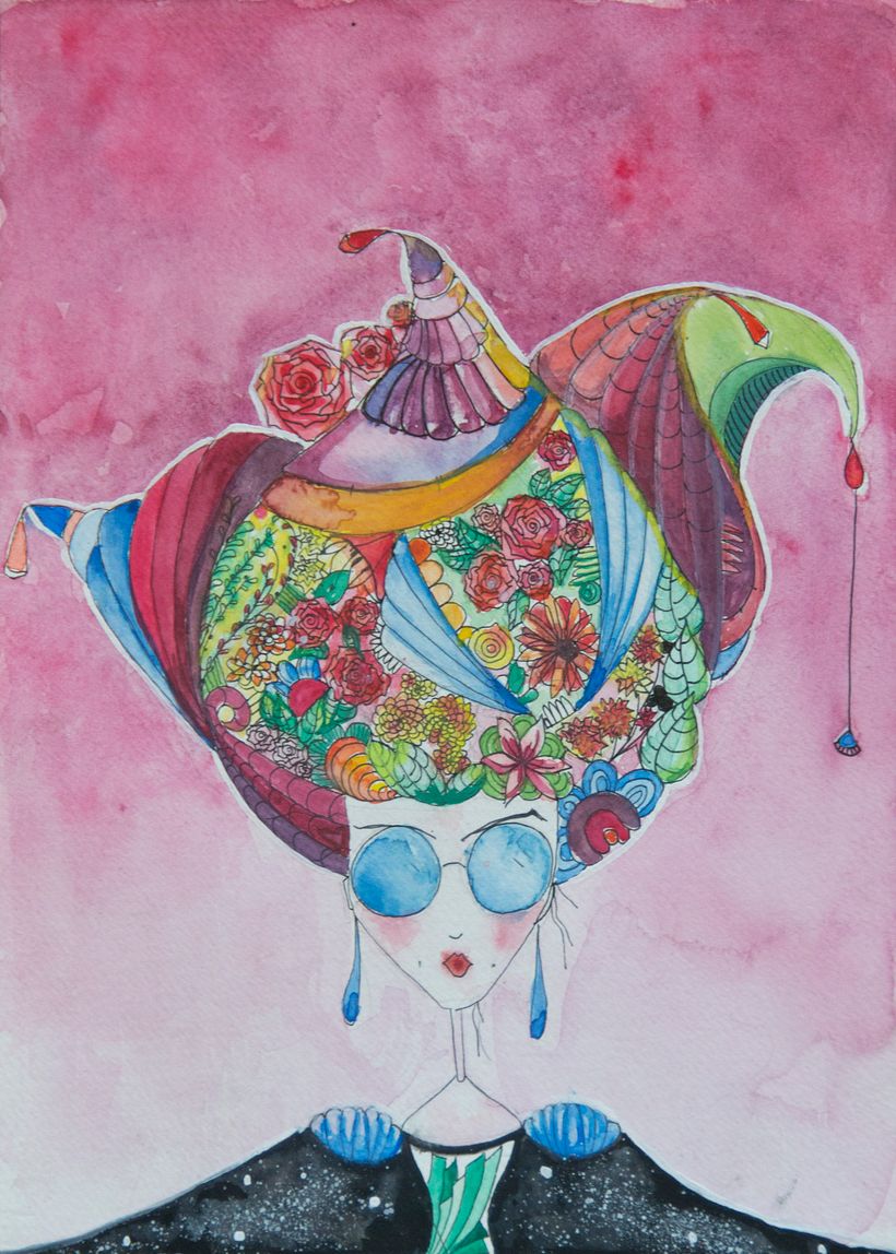 mujer de lentes azules 0