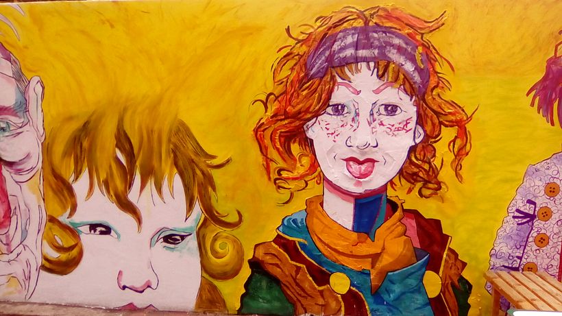 Mural a la casa asil de Sant Andreu del Palomar de l´Alex Franquesa en el que vam col.laborar els estudiants de la Llotja de 