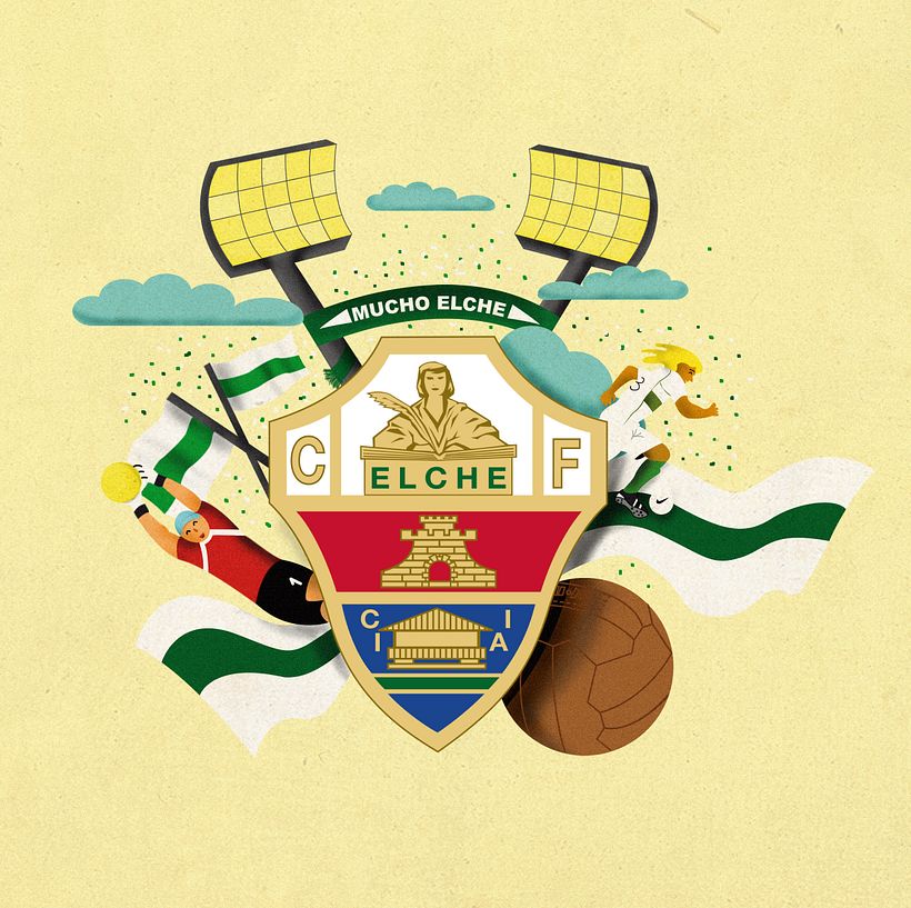 Mi Proyecto del curso: Ilustración exprés con Illustrator y Photoshop Elche C.F. -1