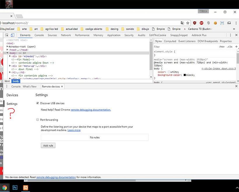 Conectando un Cell Phone y visualizar el navegador del cell phone en chrome. 1