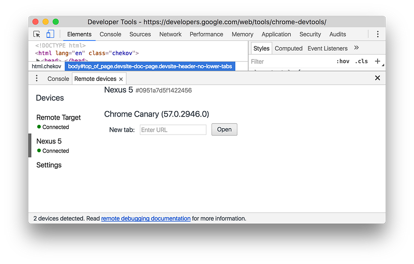 Conectando un Cell Phone y visualizar el navegador del cell phone en chrome. 3