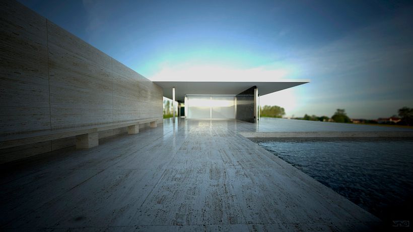 Pabellón Van Der Rohe / 3D render -1