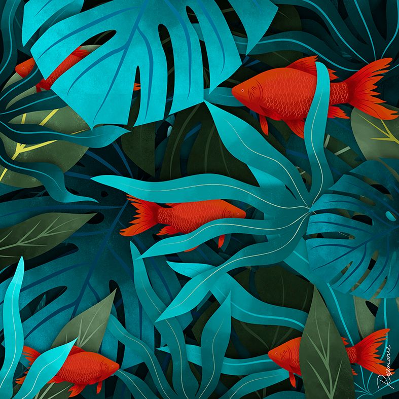 Behind the leaves - Traditional illustration
