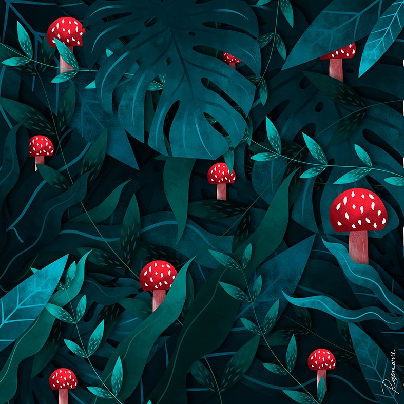 Behind the leaves - Traditional illustration