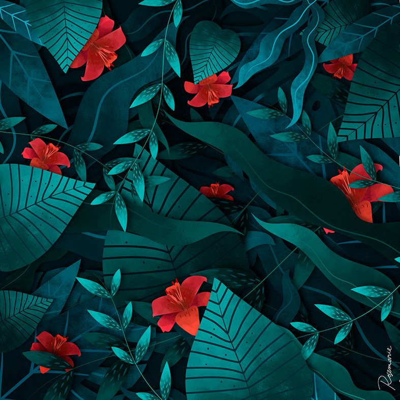 Behind the leaves - Traditional illustration