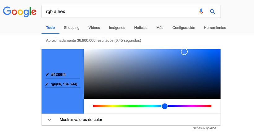 El selector de colores oculto de Google 1