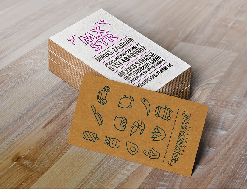 Imagen corporativa e interiorismo para la taquería Mexiko Strasse en Sankt Pauli (Hamburgo). 1