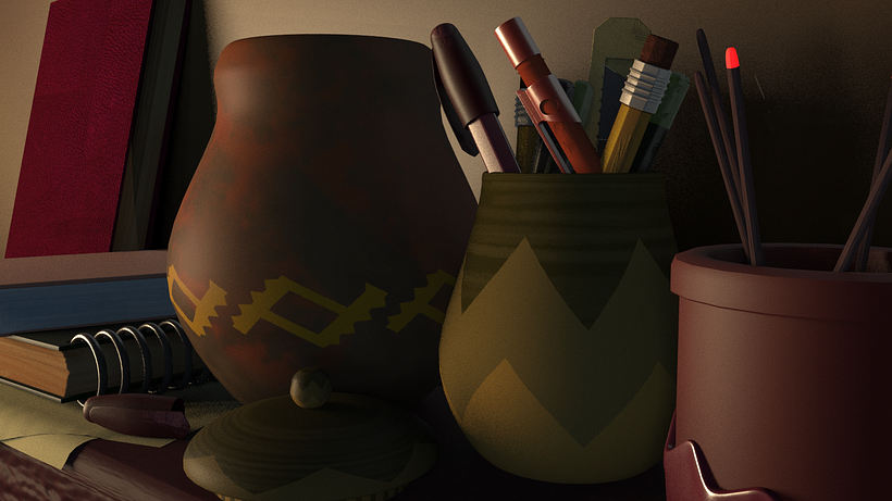Modeling objects on a shelf. 0